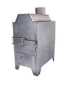 Handmade stainless steel wood stove for surviving, heating of home, tent, sauna and cooking. Isolated on white background.