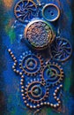 Handmade steampunk background mechanical cogs wheels