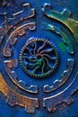 Handmade steampunk background mechanical cogs wheels Royalty Free Stock Photo