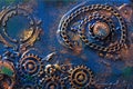 Handmade steampunk background mechanical cogs wheels Royalty Free Stock Photo