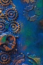 Handmade steampunk background mechanical cogs wheels clockwork Royalty Free Stock Photo