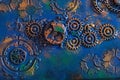 Handmade steampunk background mechanical cogs wheels clockwork