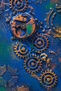 Handmade steampunk background mechanical cogs wheels clockwork Royalty Free Stock Photo