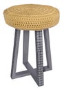 Handmade stool in gray, white, black patterns. Round seat with y