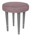 Handmade stool gray with white stripes. Round seat in grey mater