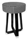 Handmade stool black and white pattern. Round seat with black an