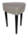 Handmade stool wooden black and white. Triangular seat with whit Royalty Free Stock Photo