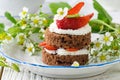 Handmade strawbery cake with frrries eready to breakfast