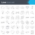 Handmade stroke vector love icons isolated on white background. Love is in the air - modern sketchy style heart icons collection. Royalty Free Stock Photo