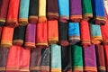 Handmade textile for traditional women dress. Royalty Free Stock Photo