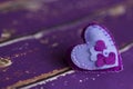 Handmade textile violet felt toy heart with beads