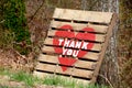 Handmade Thank You in a Red Heart for Coronavirus Frontline Workers Royalty Free Stock Photo