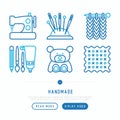 Handmade thin line icons set