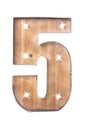 Handmade Tin and Wooden Number Five Sign with lights Royalty Free Stock Photo