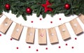 Handmade tinkered advent calendar with paper bags and stickers h