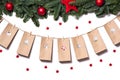 Handmade tinkered advent calendar with paper bags and stickers h