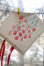 Handmade tote bag hanging