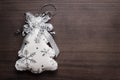 Handmade toy christmas tree on the wooden Royalty Free Stock Photo