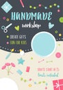 Handmade Tutorials and Workshops Banner. Crafts and Tools Flat Vector Illustration Royalty Free Stock Photo