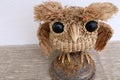 Handmade unique owl made of straw.