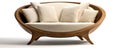 Handmade unique rustic sofa made from solid wood. Isolated furniture piece for modern luxury living room. Created with generative