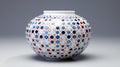 Handmade Vase With Elegant Blue, Red, And White Designs