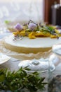 Handmade vegetarian cake with flowers Royalty Free Stock Photo