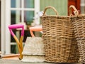 Big empty decorative wicker baskets