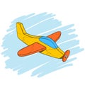 Handmade vintage wooden toy plane, isometric hand drawn vector eps10 illustration Royalty Free Stock Photo