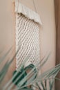 Handmade Wall Hanging Decor macrame white clear background Royalty Free Stock Photo