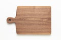 Handmade walnut wood cutting board on white background. wooden board isolated on white