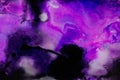 Watercolor with purple, black and white galaxy splatter. Royalty Free Stock Photo