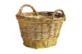 Handmade wattle basket over white Royalty Free Stock Photo