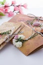 Handmade wedding invitations made of paper Royalty Free Stock Photo