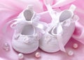 Handmade white baby booties