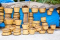 Wicker basket in Ecovillage at Ithaca , Greece.