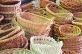 Handmade wicker baskets for sale in the market