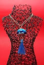 Handmade women blue necklace from glass