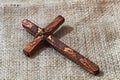 Handmade wood Christian Cross -symbol of Christianity . Christian religion, concept Royalty Free Stock Photo