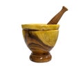 Handmade Wood Mortar with pestle isolated on white