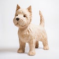 Handmade Wood West Highland White Terrier Sculpture On White Background