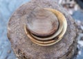 Handmade wooden bowls top view