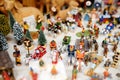 Handmade wooden Christmas toys sold at traditional European Christmas market Royalty Free Stock Photo