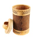 Handmade wooden cylindrical case Royalty Free Stock Photo