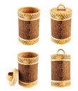 Handmade wooden cylindrical case Royalty Free Stock Photo