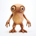 Handmade Wooden Frog With Big Eyes - Emotive Surreal Character Study