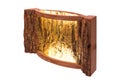 A handmade wooden night lamp. Lamp made of tree bark Royalty Free Stock Photo