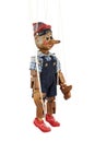 Handmade wooden puppet Pinocchio. Royalty Free Stock Photo