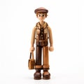 Handmade Wooden Train Worker Figurine - Adventure Themed Art Royalty Free Stock Photo