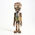 Handmade Wooden Zombie Figure With Robotic Expressionism And Hidden Meanings